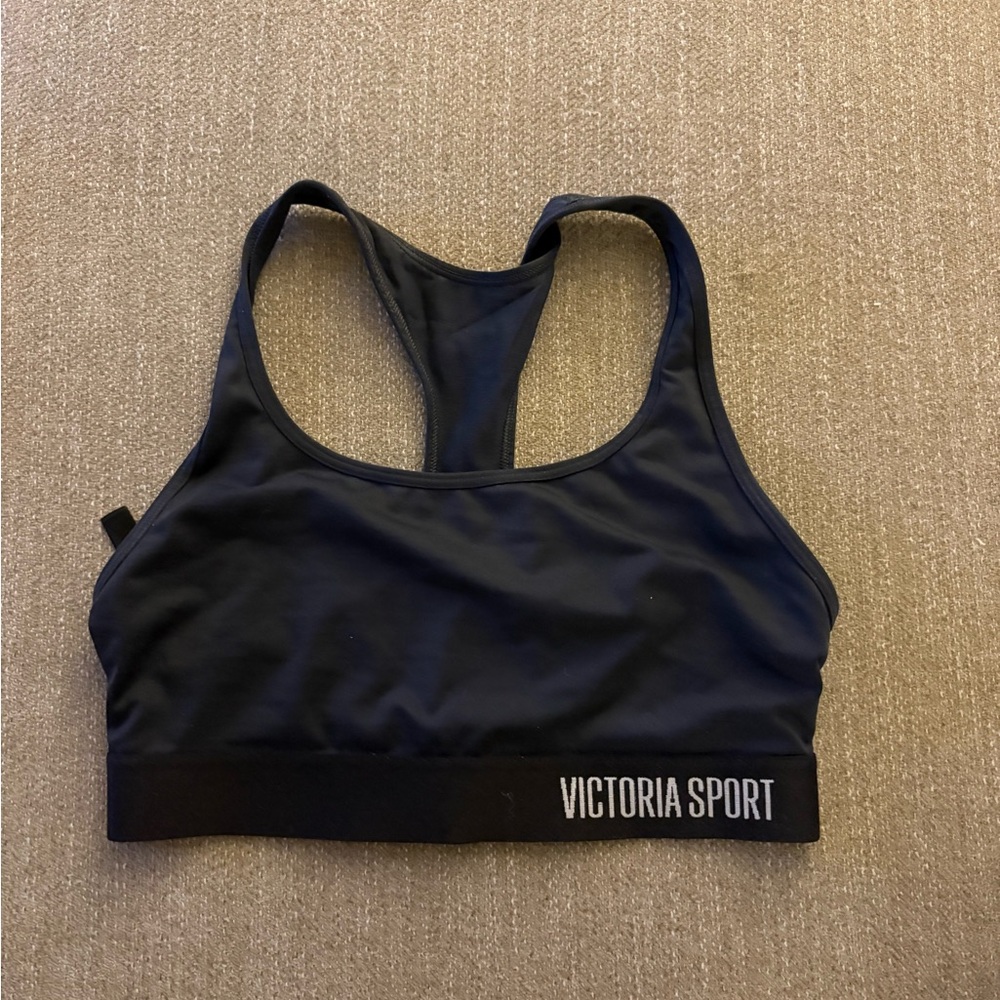 PINK Victoria's Secret Black Racerback Sports Bra